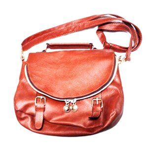 Ginger-Tone Faux Pebble Leather Bag ~ Shoulder/Crossbody Strap ~ Zip Pocket Flap